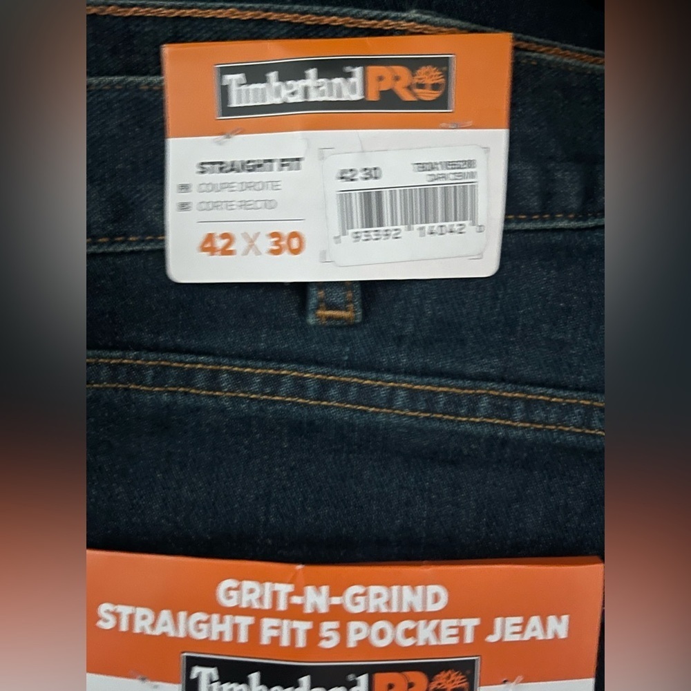 NEW MENS TIMBERLAND PRO JEANS
GRIT-N-GRIND
Dark Wash 
NWT 
Size 42 x 30 - Picture 3 of 3